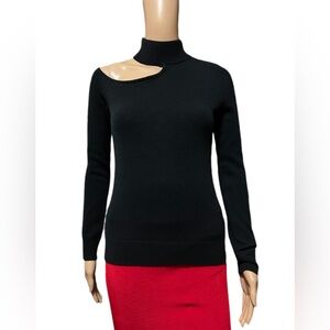 NWT Antonio Melani Tina Cut-out Turtleneck Cashmere Black Sweater  Size …